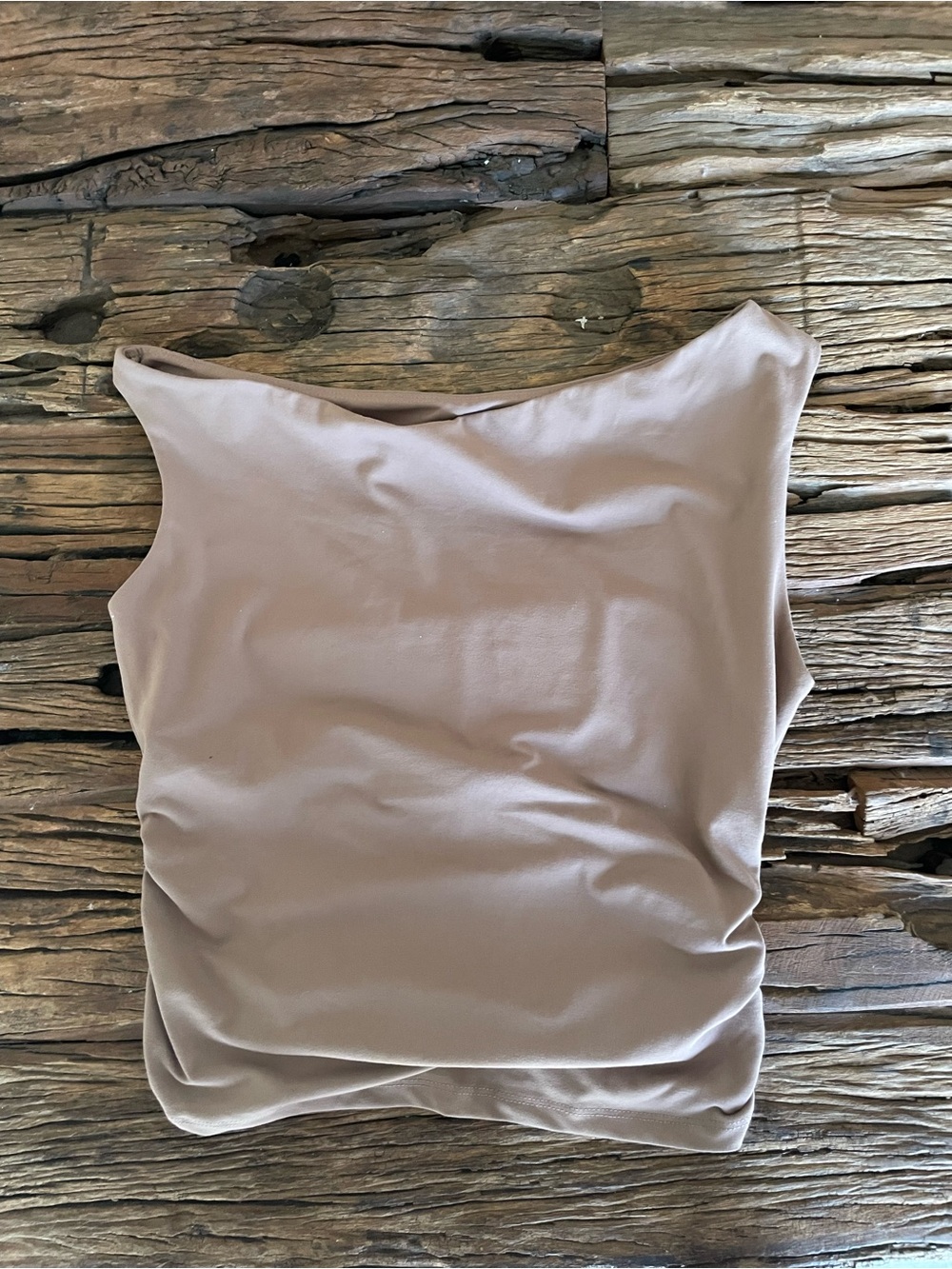 Women’s One-Shoulder Long Sleeve Tee - Nude